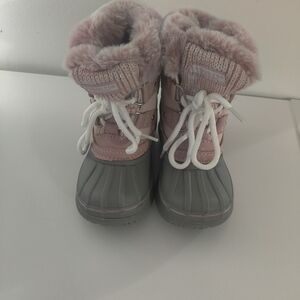 London Fog Pink and Gray Kids Boots
